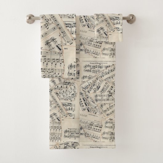  vel muziekpapier Collage Bad Handdoek (Insitu)