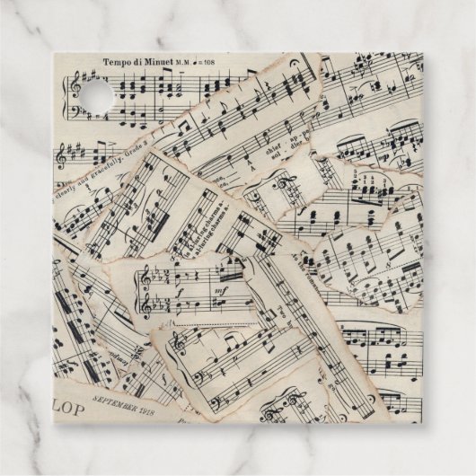  vel muziekpapier Collage Bedankjes Labels (Voorkant)