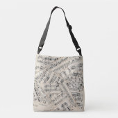  vel muziekpapier Collage Crossbody Tas (Achterkant)