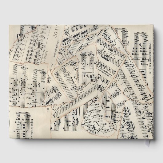  vel muziekpapier Collage Gastenboek (Achterkant)