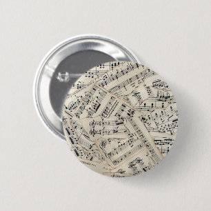 vel muziekpapier Collage Ronde Button 5,7 Cm