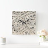  vel muziekpapier Collage Vierkante Klok (Huis)