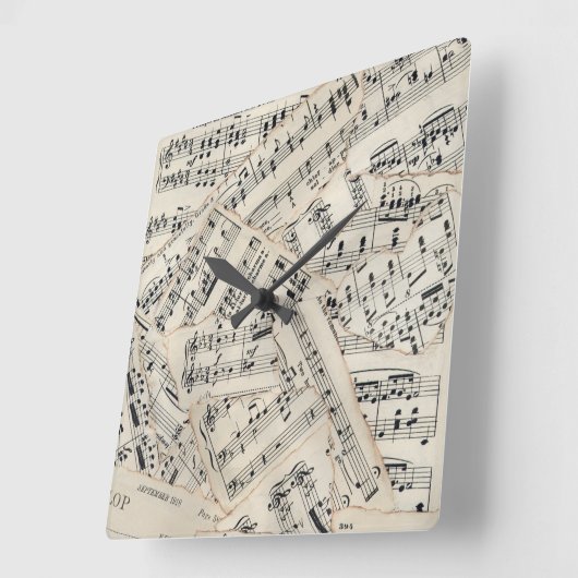  vel muziekpapier Collage Vierkante Klok (Hoek)