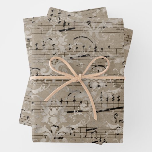  vel muziekpapier met cadeautjes (In situ)