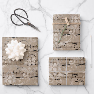  vel muziekpapier met cadeautjes