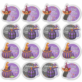 Vel van 16 Halloween Pompoen en Heks Stickers