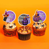 Vel van 16 Halloween Pompoen en Heks Stickers 