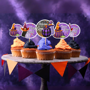 Vel van 16 Halloween Pompoen en Heks Stickers