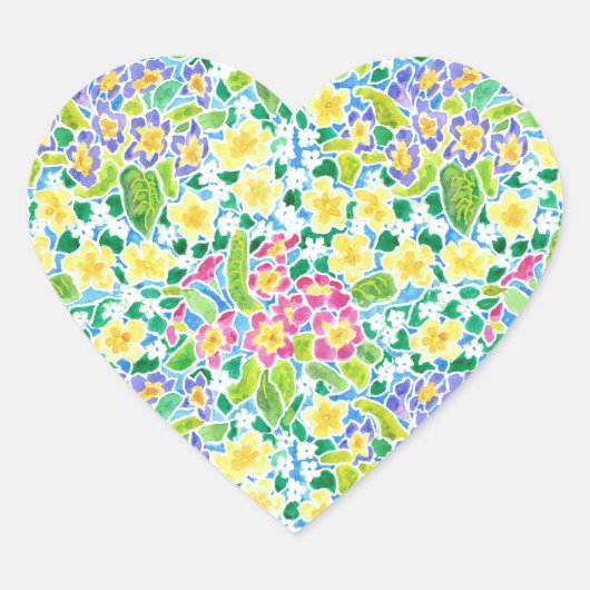 Vel van hartvormige Stickers, Primroses Hart Sticker (Voorkant)