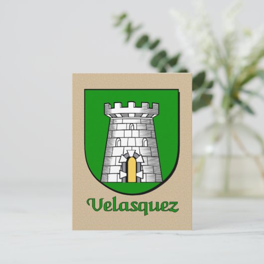 Velasquez Family Heraldic Shield Briefkaart (Staand voorkant)