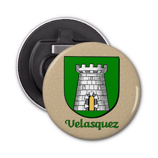 Velasquez Historisch wapenschild Button Flesopener (Voorkant)