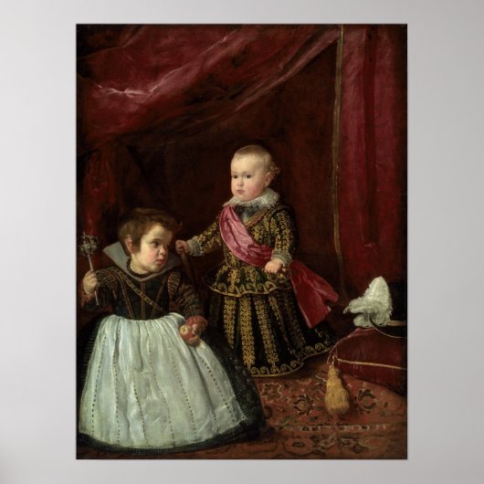 Velázquez - Don Baltasar Carlos met een dwarf Poster (Voorkant)