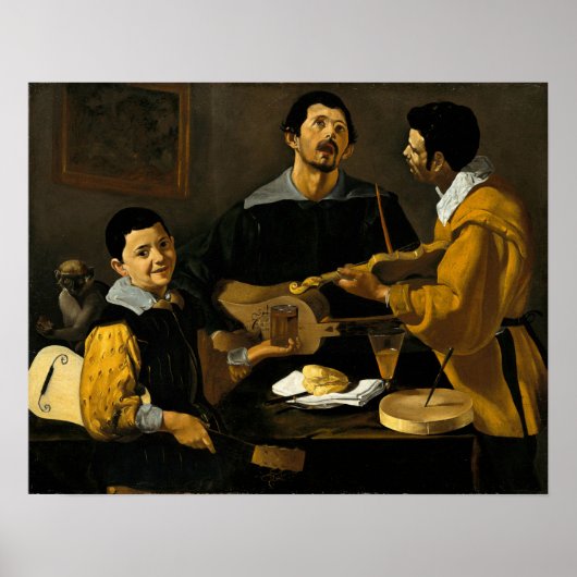 Velázquez - Drie Musici 1616 Poster (Voorkant)