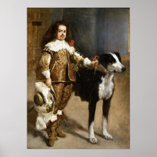 Velázquez - een vacht met een hond van 1650 poster