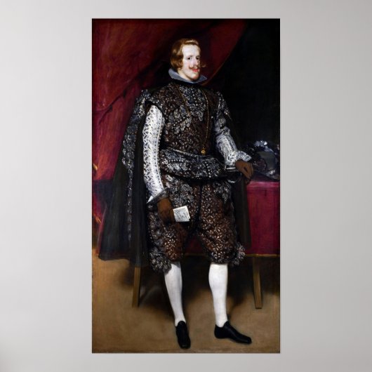 Velázquez - Philip IV van Spanje in bruin en zilve Poster (Voorkant)