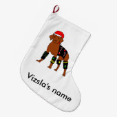 Velcro Kerstmis Vizsla Grote Kerstsok (Voorkant (Hangend))