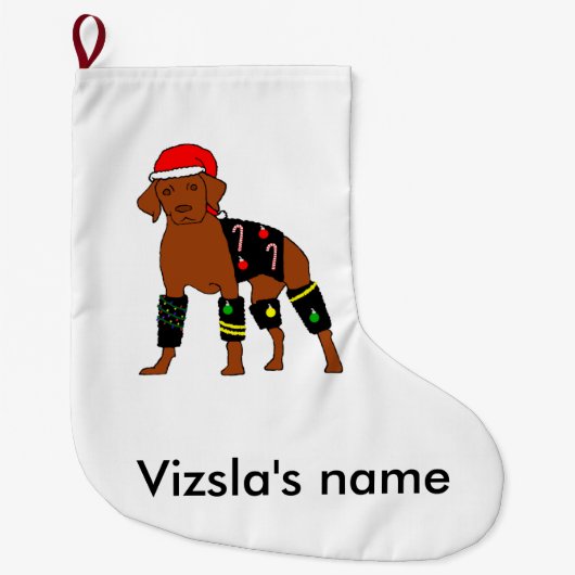 Velcro Kerstmis Vizsla Grote Kerstsok (Voorkant)