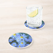 Veld blauwe bloemen zandsteen onderzetter (Zijkant)