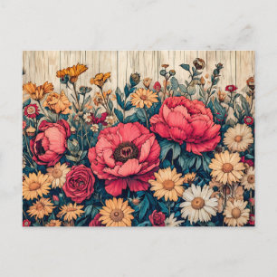 Veld bloemen in heldere zomerkleuren briefkaart