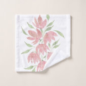 Veld Bloemen Kant Getextureerd Roze Wit Bad Handdoek (Wasdoekje)
