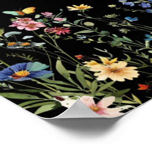 Veld bloemen Vlinders Levens viering Poster (Hoek)