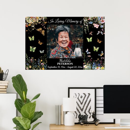 Veld bloemen Vlinders Levens viering Poster (Thuiskantoor)