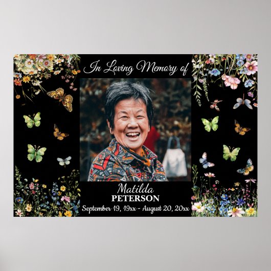 Veld bloemen Vlinders Levens viering Poster (Voorkant)