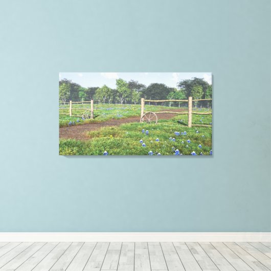 Veld Bluebonnets Wrapped Canvas Afdruk (Insitu (Houten vloer))