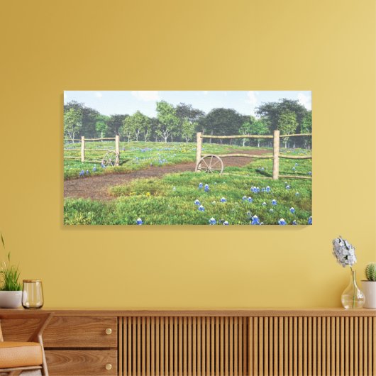 Veld Bluebonnets Wrapped Canvas Afdruk (Insitu (Woonkamer))