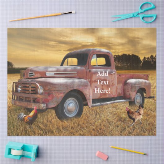  veld Boerderij rode vrachtwagen Tissuepapier (Craft)