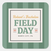 Veld Dag Bachelorfeest Vierkante Sticker (Voorkant)