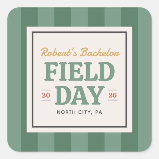 Veld Dag Bachelorfeest Vierkante Sticker (Voorkant)