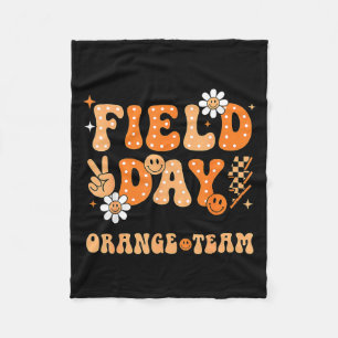 Veld dag oranje team groovy glimlach gezicht gerui fleece deken