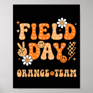 Veld dag oranje team groovy glimlach gezicht gerui poster