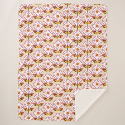 Veld Daisies roze Sherpa Deken (Voorkant)