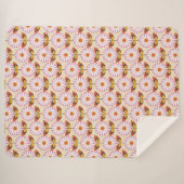 Veld Daisies roze Sherpa Deken (Voorkant (horizontaal))