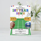 Veld Eerste Jaar Down Football Verjaardagsfeest Kaart (Staand voorkant)