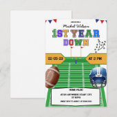 Veld Eerste Jaar Down Football Verjaardagsfeest Kaart (Voorkant / Achterkant)