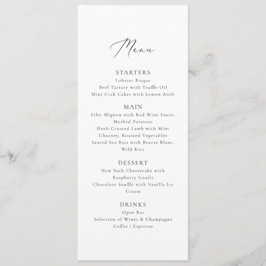  Veld, Fine art geïnspireerd bruiloft Menu (Voorkant)