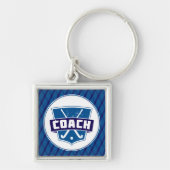 Veld Hockey Coach Shield Metal Key Ring Sleutelhanger (Voorkant)