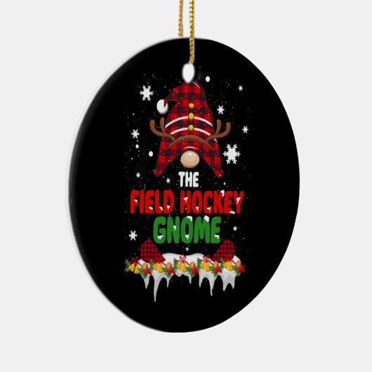 Veld Hockey Gnome Buffalo Pset Matching Family C Keramisch Ornament (Rechts)