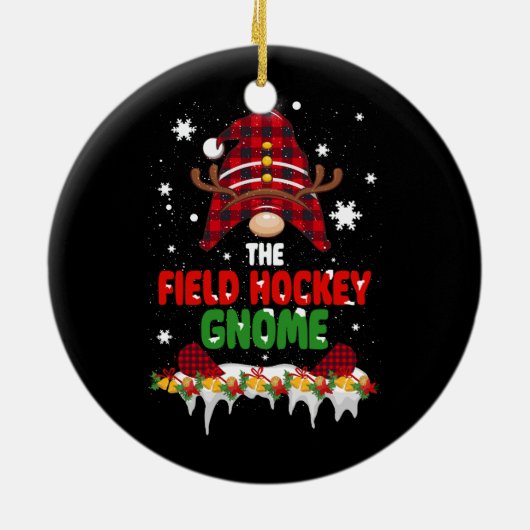 Veld Hockey Gnome Buffalo Pset Matching Family C Keramisch Ornament (Achterkant)