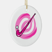 Veld Hockey roze logo Keramisch Ornament (Rechts)