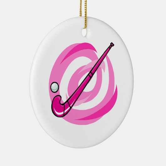 Veld Hockey roze logo Keramisch Ornament (Rechts)