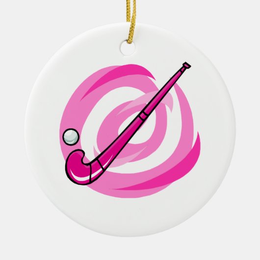 Veld Hockey roze logo Keramisch Ornament (Voorkant)