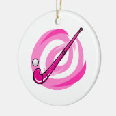 Veld Hockey roze logo Keramisch Ornament (Links)