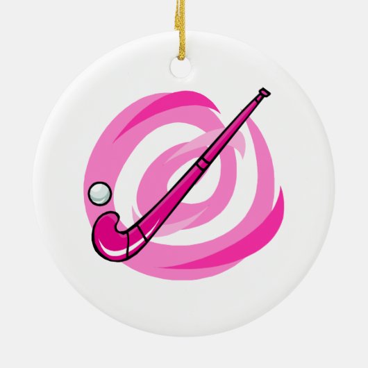 Veld Hockey roze logo Keramisch Ornament (Achterkant)