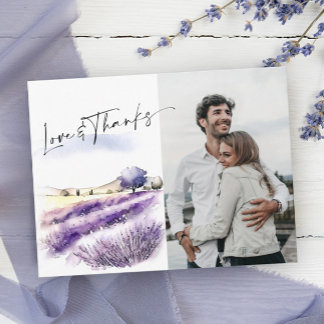 Veld Lavender Flowers Dank je foto Briefkaart