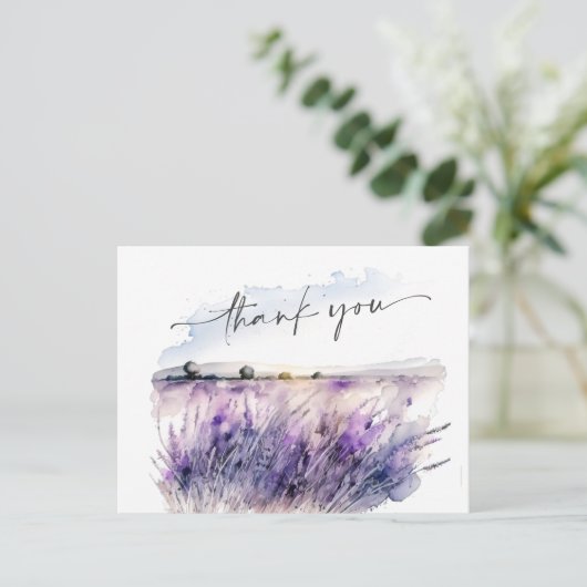 Veld Lavender Flowers Dank u QR-code Briefkaart (Staand voorkant)