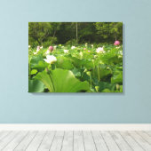 Veld Lotus Flowers Summer Garden Canvas Afdruk (Insitu (Houten vloer))